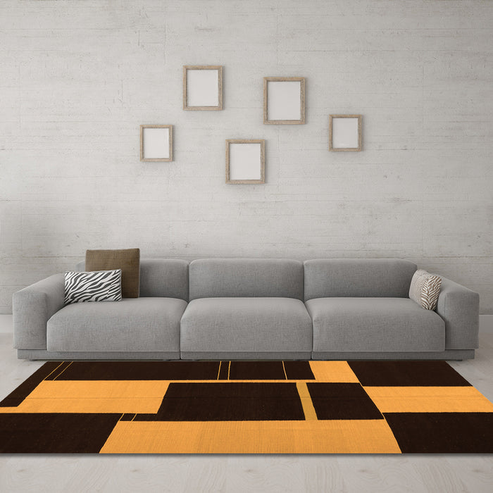 Machine Washable Abstract Orange Contemporary Area Rugs in a Living Room, wshcon1699org