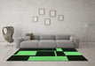 Machine Washable Abstract Emerald Green Contemporary Area Rugs in a Living Room,, wshcon1699emgrn