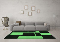 Machine Washable Abstract Emerald Green Contemporary Rug, wshcon1699emgrn