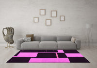 Machine Washable Abstract Pink Contemporary Rug, wshcon1699pnk