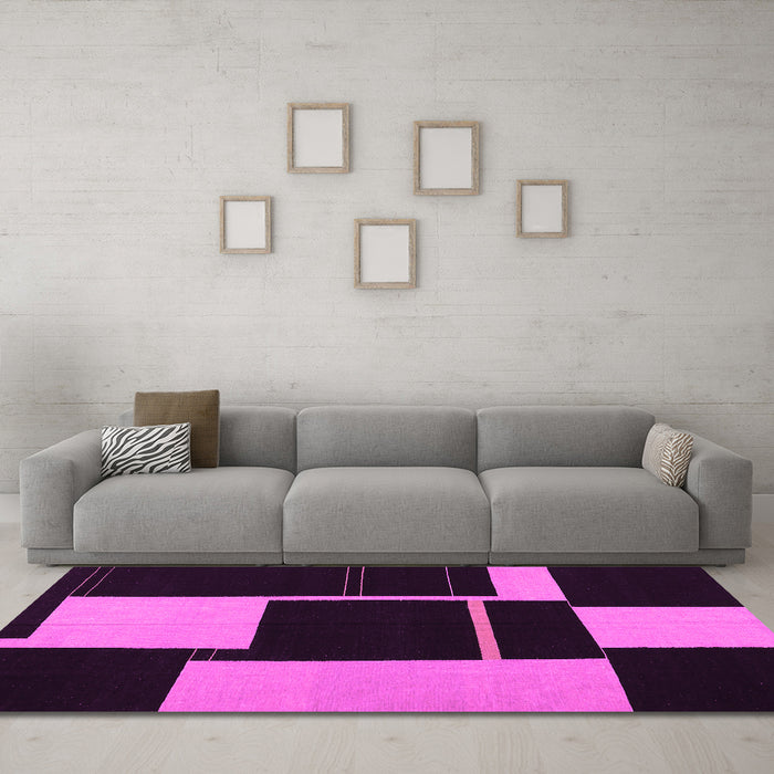 Machine Washable Abstract Pink Contemporary Rug in a Living Room, wshcon1699pnk