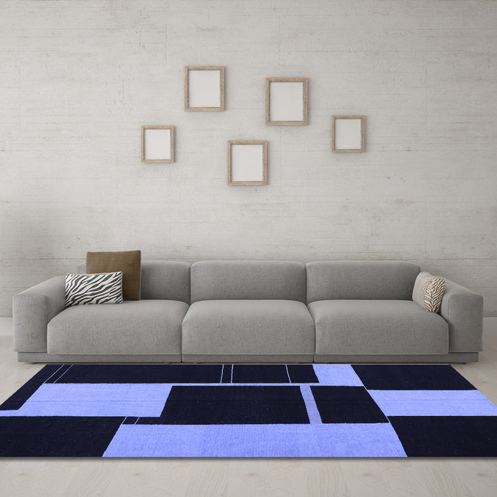 Machine Washable Abstract Blue Contemporary Rug in a Living Room, wshcon1699blu