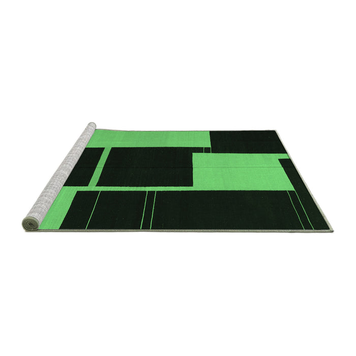 Sideview of Machine Washable Abstract Emerald Green Contemporary Area Rugs, wshcon1699emgrn