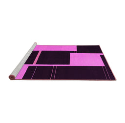 Sideview of Machine Washable Abstract Pink Contemporary Rug, wshcon1699pnk