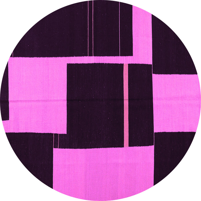 Round Abstract Pink Contemporary Rug, con1699pnk