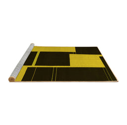Sideview of Machine Washable Abstract Yellow Contemporary Rug, wshcon1699yw