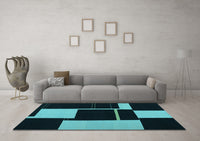 Machine Washable Abstract Light Blue Contemporary Rug, wshcon1699lblu