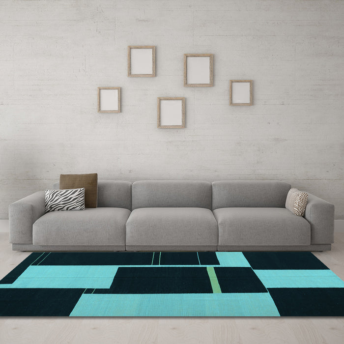 Machine Washable Abstract Light Blue Contemporary Rug in a Living Room, wshcon1699lblu