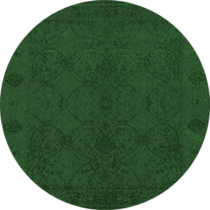 Round Abstract Emerald Green Contemporary Rug, con169emgrn
