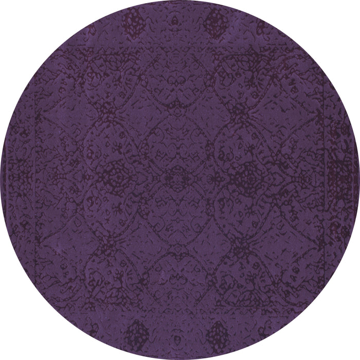 Round Abstract Blue Contemporary Rug, con169blu