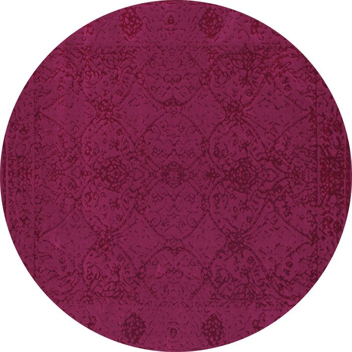 Round Machine Washable Abstract Purple Contemporary Area Rugs, wshcon169pur