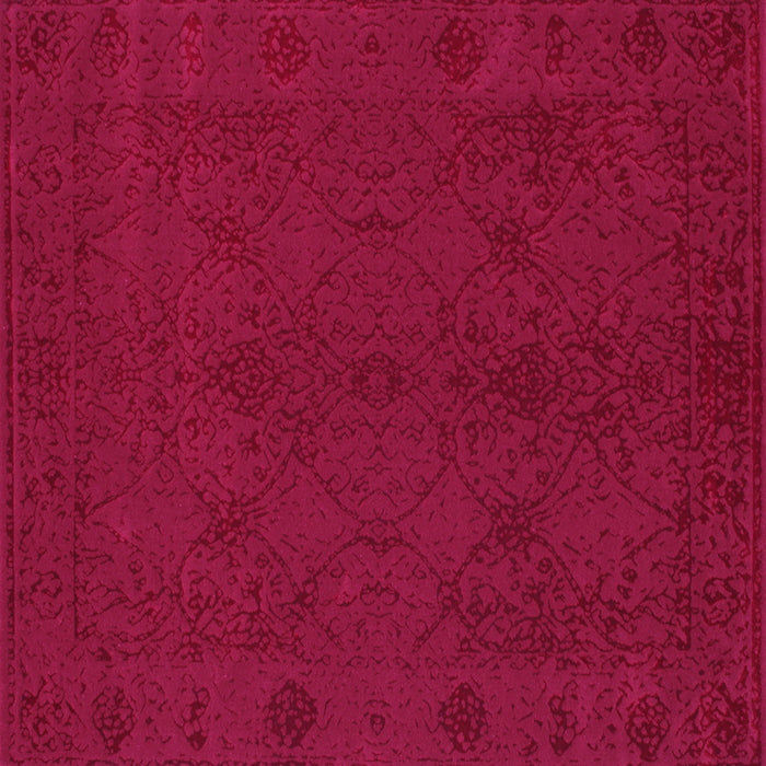 Square Machine Washable Abstract Pink Contemporary Rug, wshcon169pnk