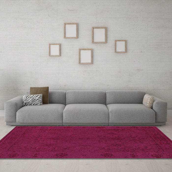 Machine Washable Abstract Purple Contemporary Area Rugs in a Living Room, wshcon169pur