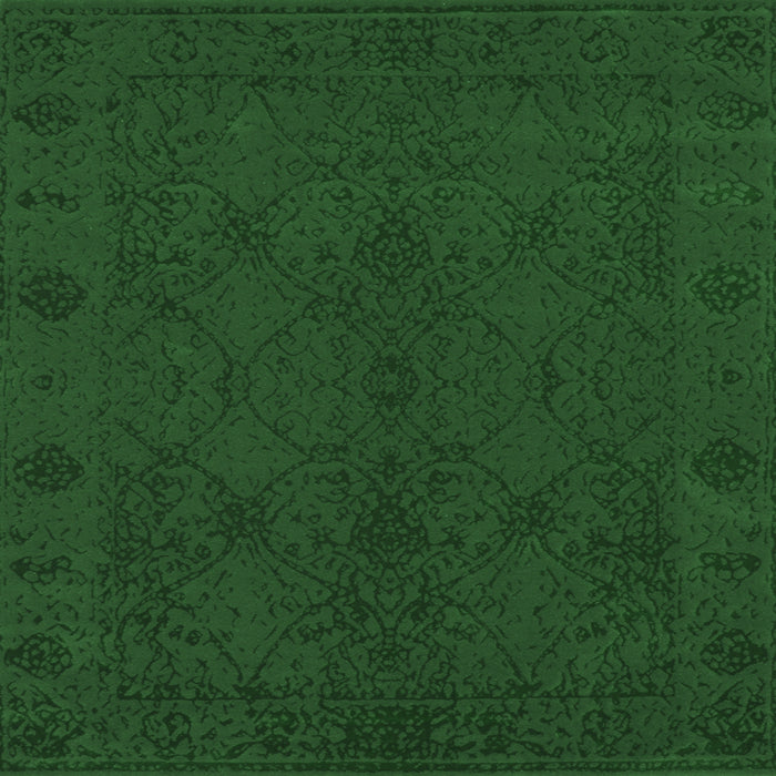 Square Machine Washable Abstract Emerald Green Contemporary Area Rugs, wshcon169emgrn