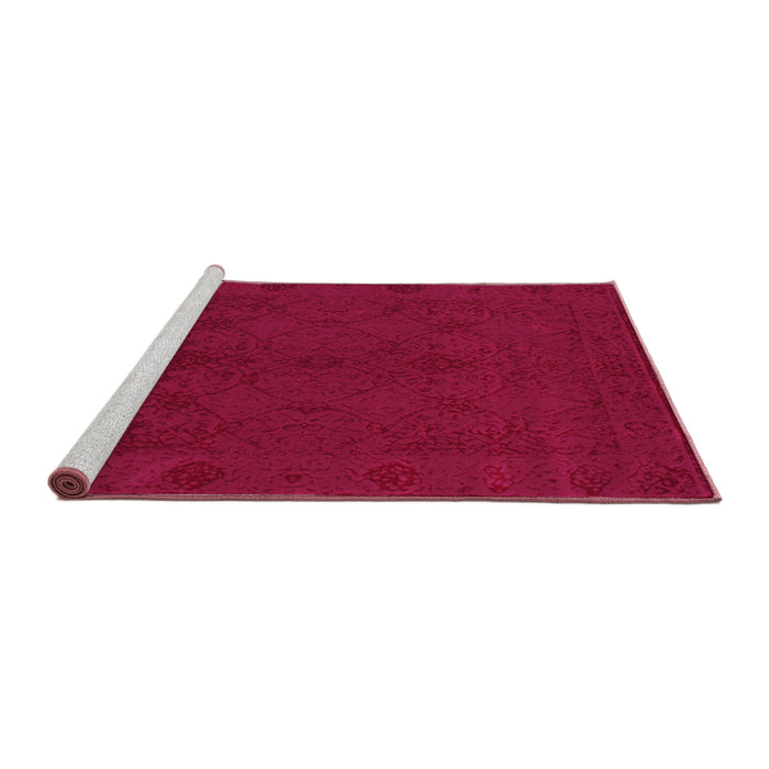 Sideview of Machine Washable Abstract Pink Contemporary Rug, wshcon169pnk