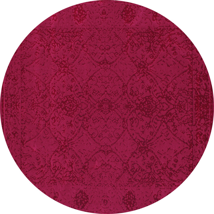 Round Machine Washable Abstract Pink Contemporary Rug, wshcon169pnk