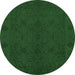 Round Machine Washable Abstract Emerald Green Contemporary Area Rugs, wshcon169emgrn