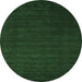 Round Machine Washable Abstract Emerald Green Contemporary Area Rugs, wshcon16emgrn