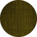 Round Abstract Yellow Contemporary Rug, con16yw