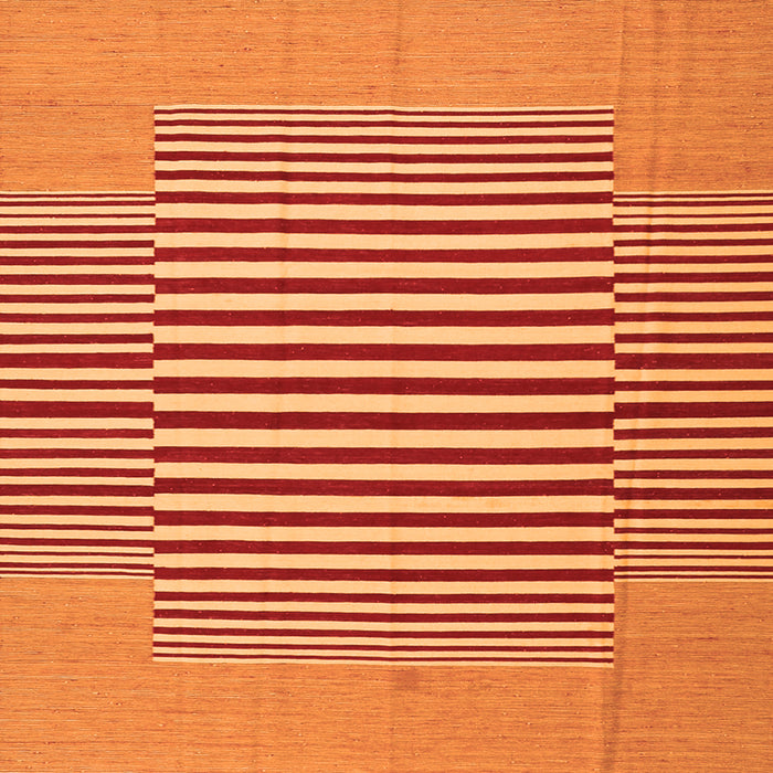 Round Machine Washable Abstract Orange Contemporary Area Rugs, wshcon1700org