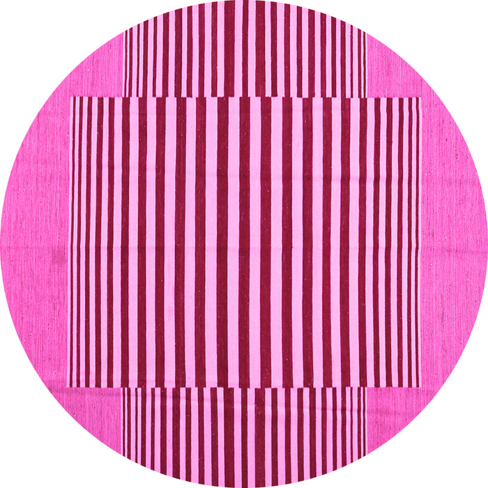 Round Machine Washable Abstract Pink Contemporary Rug, wshcon1700pnk