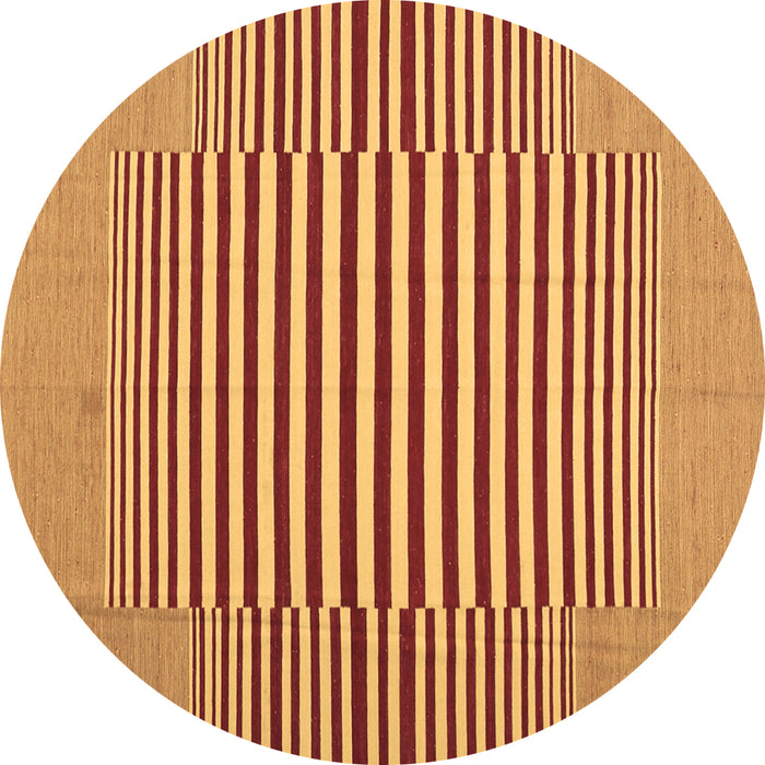 Round Abstract Brown Contemporary Rug, con1700brn