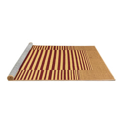 Sideview of Machine Washable Abstract Brown Contemporary Rug, wshcon1700brn