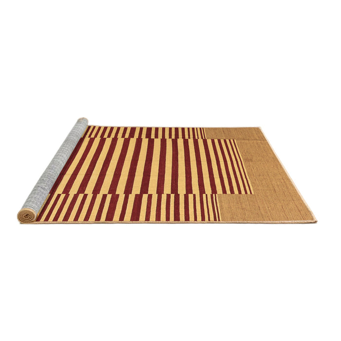 Sideview of Machine Washable Abstract Brown Contemporary Rug, wshcon1700brn