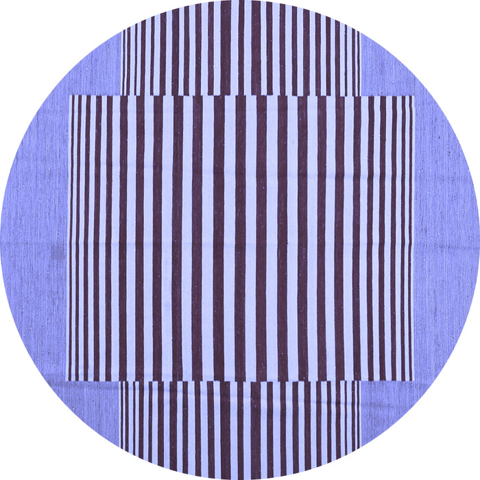 Round Abstract Blue Contemporary Rug, con1700blu