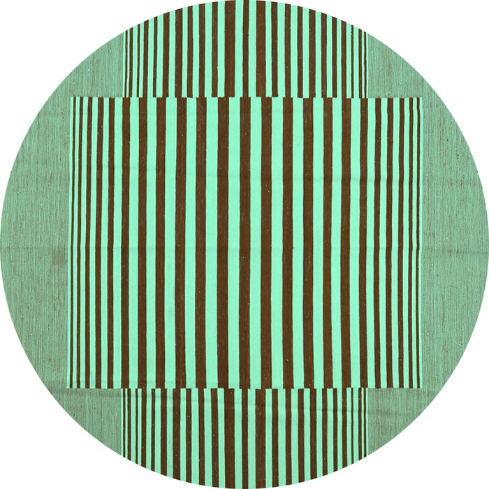 Round Abstract Turquoise Contemporary Rug, con1700turq