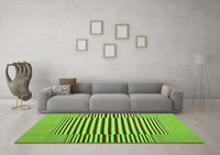 Machine Washable Abstract Green Contemporary Rug, wshcon1700grn