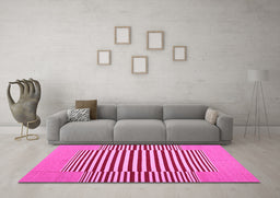 Machine Washable Abstract Pink Contemporary Rug in a Living Room, wshcon1700pnk