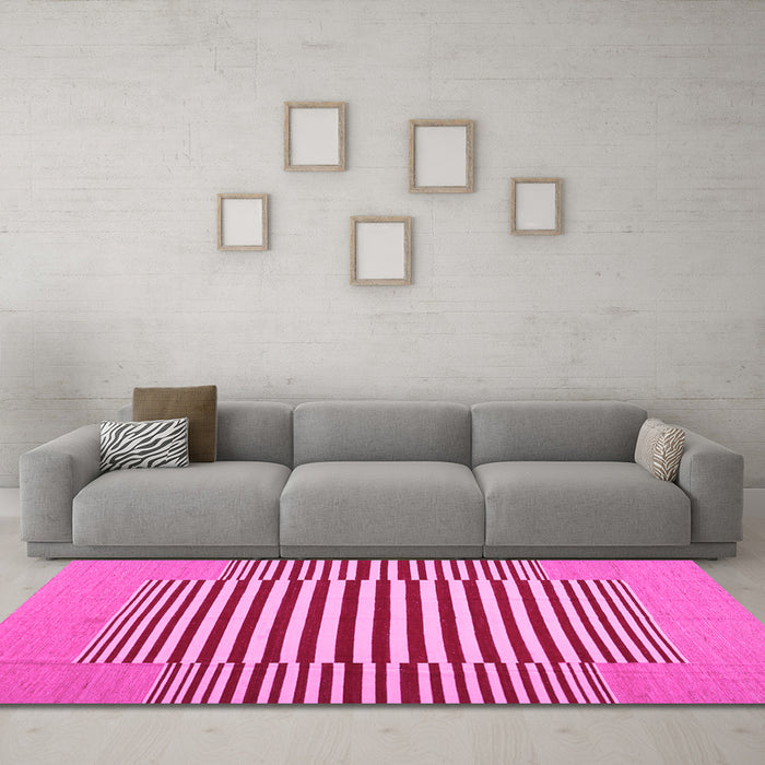 Machine Washable Abstract Pink Contemporary Rug in a Living Room, wshcon1700pnk