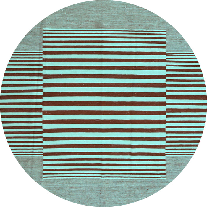 Round Abstract Light Blue Contemporary Rug, con1700lblu