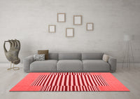 Machine Washable Abstract Red Contemporary Rug, wshcon1700red