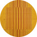 Round Abstract Yellow Contemporary Rug, con1700yw