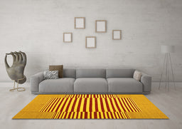 Machine Washable Abstract Yellow Contemporary Rug in a Living Room, wshcon1700yw