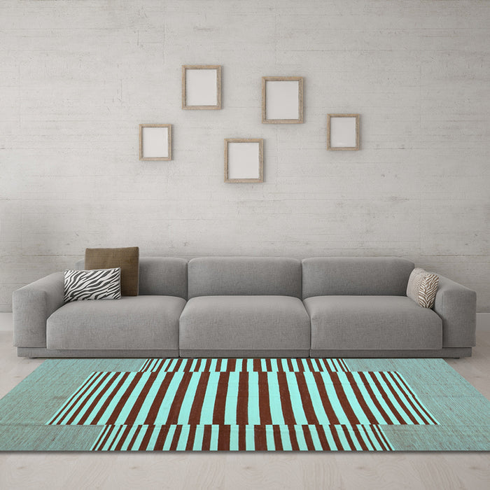 Machine Washable Abstract Light Blue Contemporary Rug in a Living Room, wshcon1700lblu
