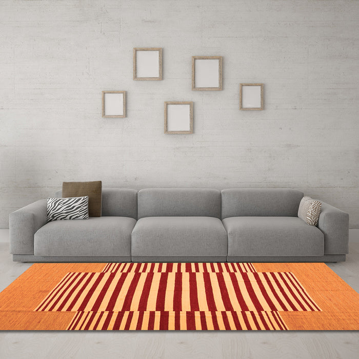 Machine Washable Abstract Orange Contemporary Area Rugs in a Living Room, wshcon1700org