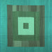 Square Abstract Turquoise Contemporary Rug, con1701turq