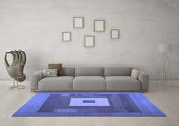 Machine Washable Abstract Blue Contemporary Rug in a Living Room, wshcon1701blu