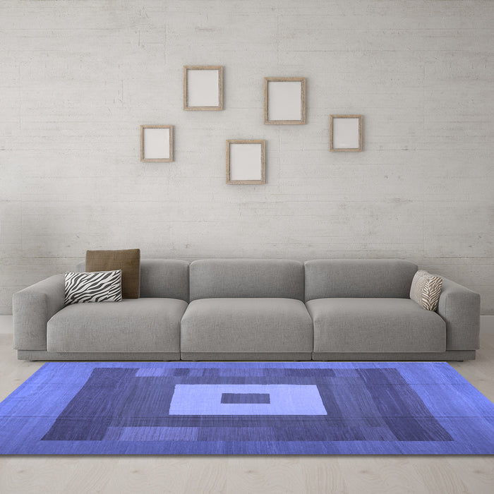 Machine Washable Abstract Blue Contemporary Rug in a Living Room, wshcon1701blu