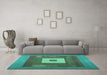 Machine Washable Abstract Turquoise Contemporary Area Rugs in a Living Room,, wshcon1701turq