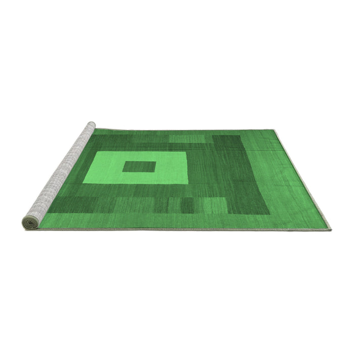 Sideview of Machine Washable Abstract Emerald Green Contemporary Area Rugs, wshcon1701emgrn