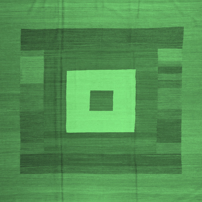 Square Machine Washable Abstract Emerald Green Contemporary Area Rugs, wshcon1701emgrn