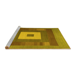 Sideview of Machine Washable Abstract Yellow Contemporary Rug, wshcon1701yw