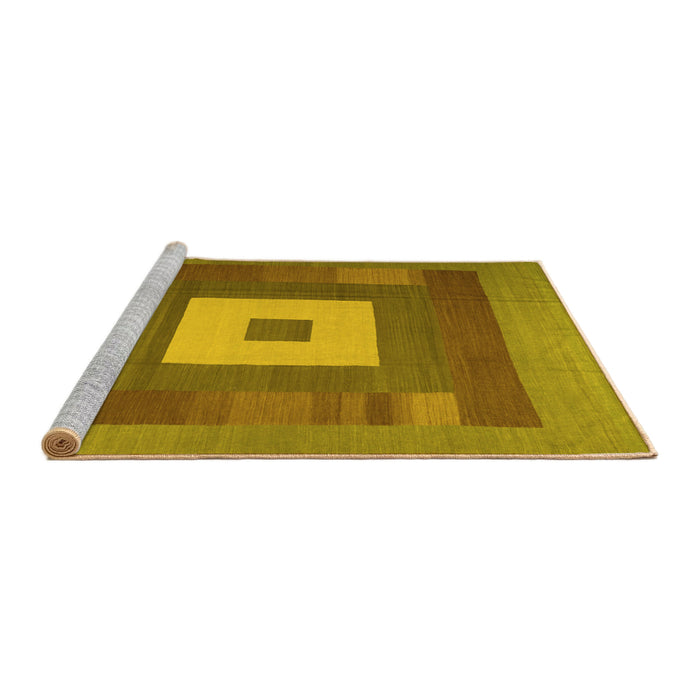 Sideview of Machine Washable Abstract Yellow Contemporary Rug, wshcon1701yw