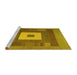 Sideview of Machine Washable Abstract Yellow Contemporary Rug, wshcon1701yw