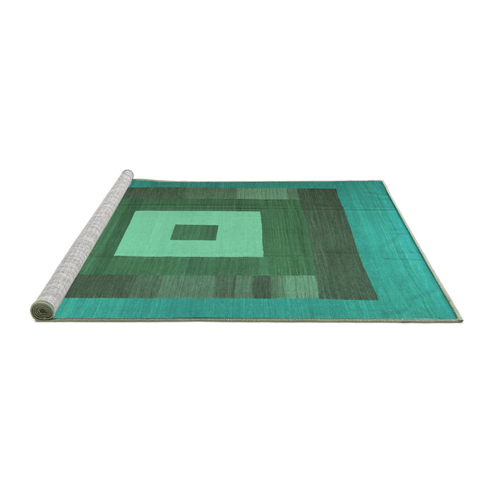 Sideview of Machine Washable Abstract Turquoise Contemporary Area Rugs, wshcon1701turq