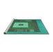 Sideview of Machine Washable Abstract Turquoise Contemporary Area Rugs, wshcon1701turq